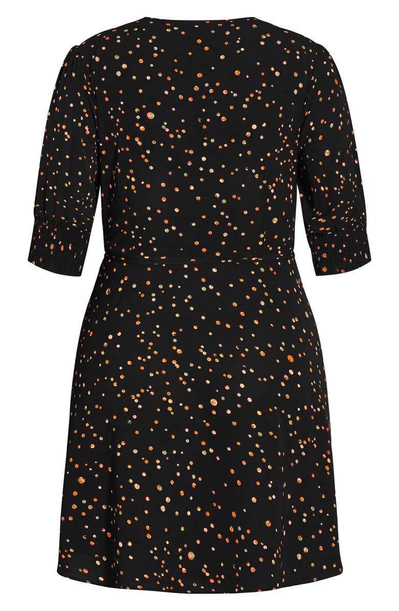 City Chic Prism Puzzle Print Faux Wrap Dress, Alternate, color, 