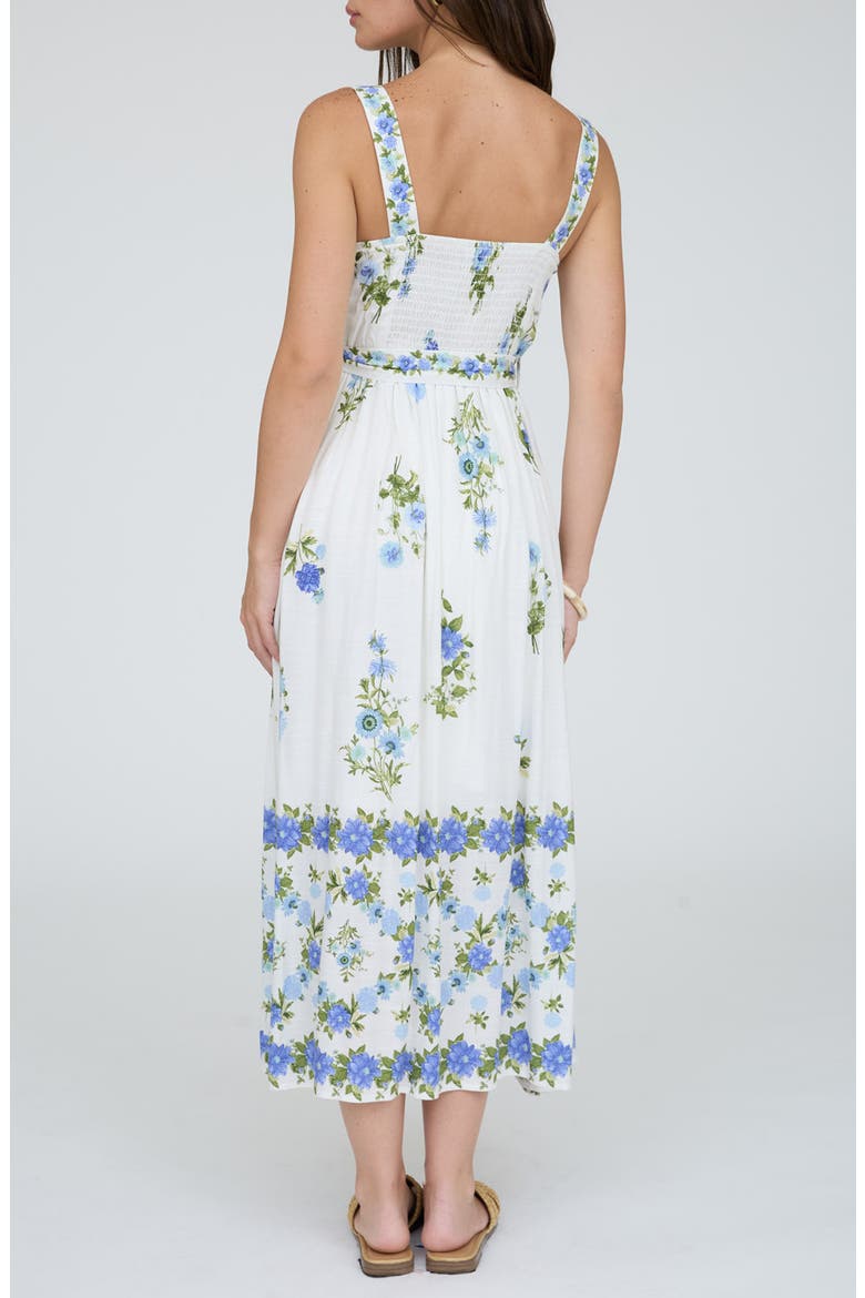 Belted Floral Scallop Edge Midi Dress, Alternate, color, BLUE MULTI