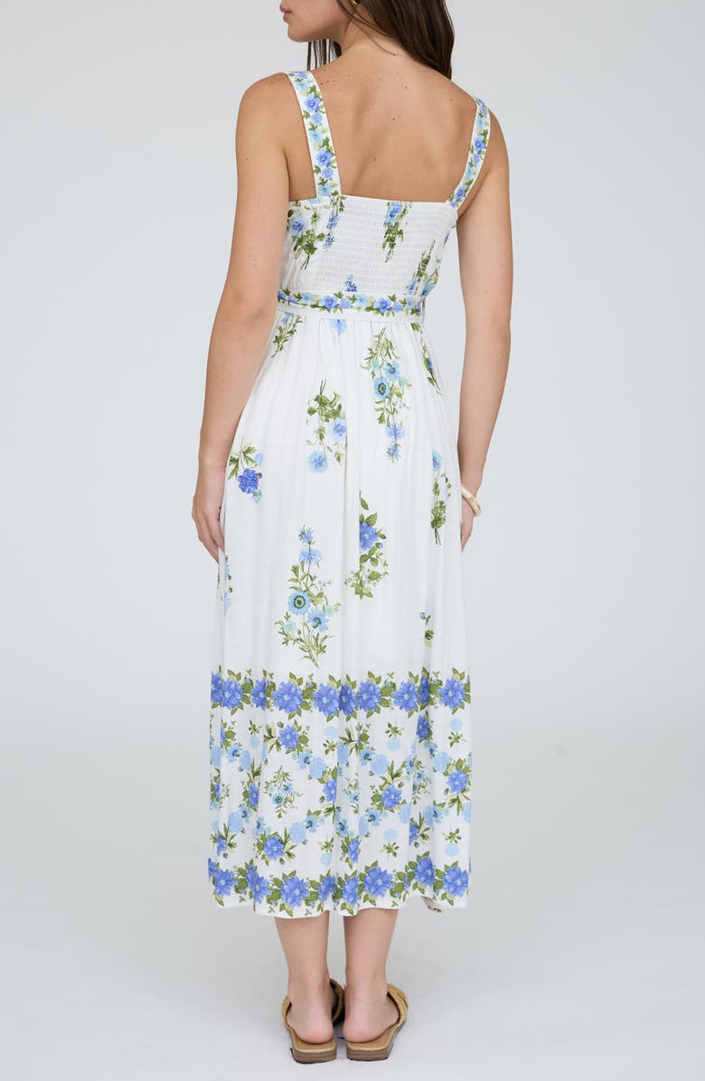 Blu Pepper Belted Floral Scallop Edge Midi Dress, Alternate, color, Blue Multi