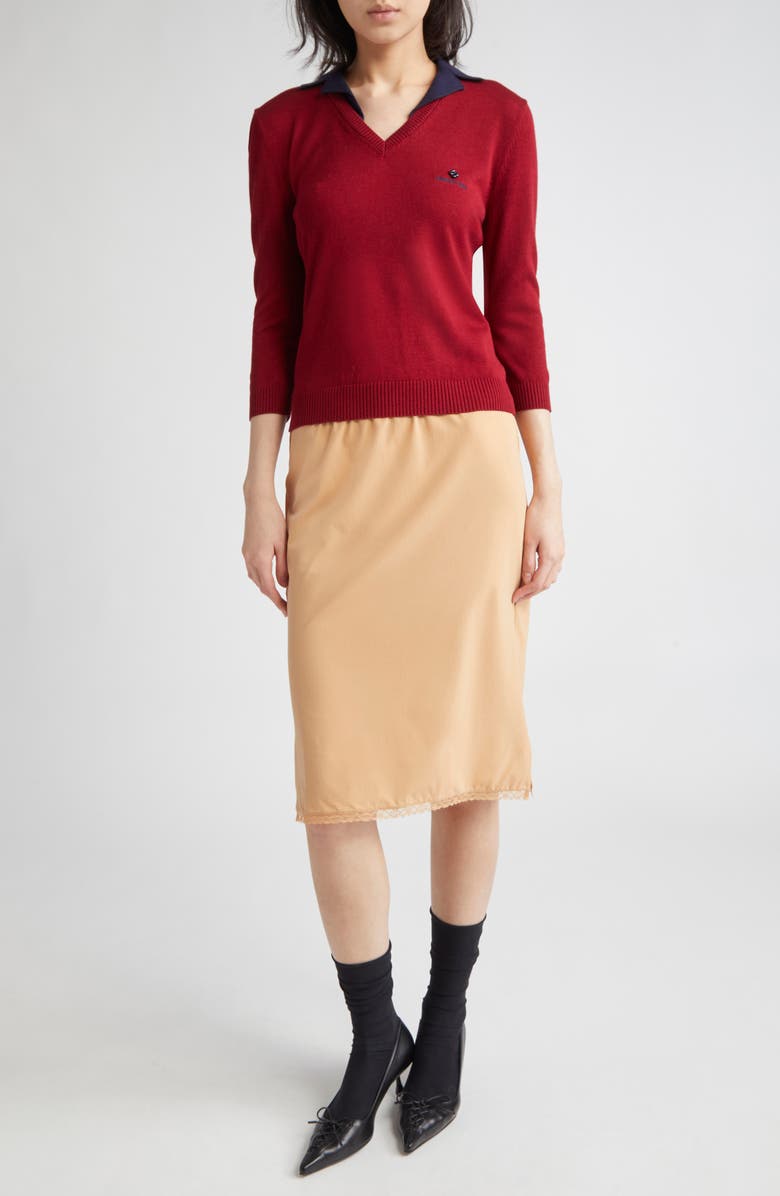 Shushu/Tong Lace Trim Midi Skirt, Alternate, color,