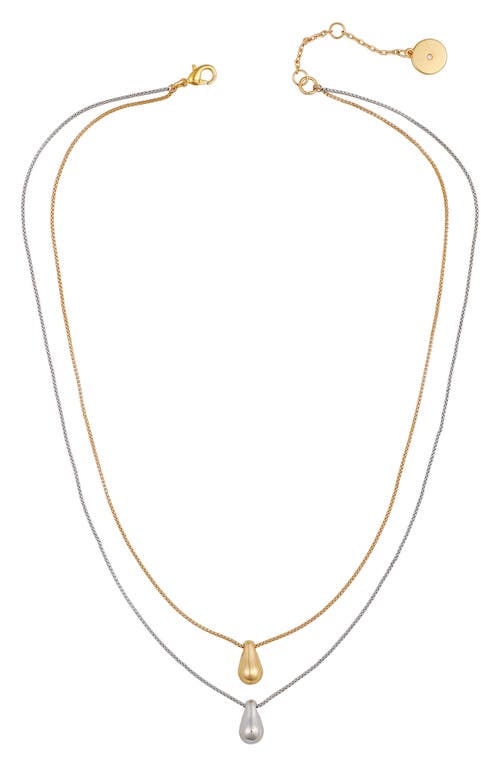 Vince Camuto Two-tone Teardrop Pendant Layered Necklace In Gold