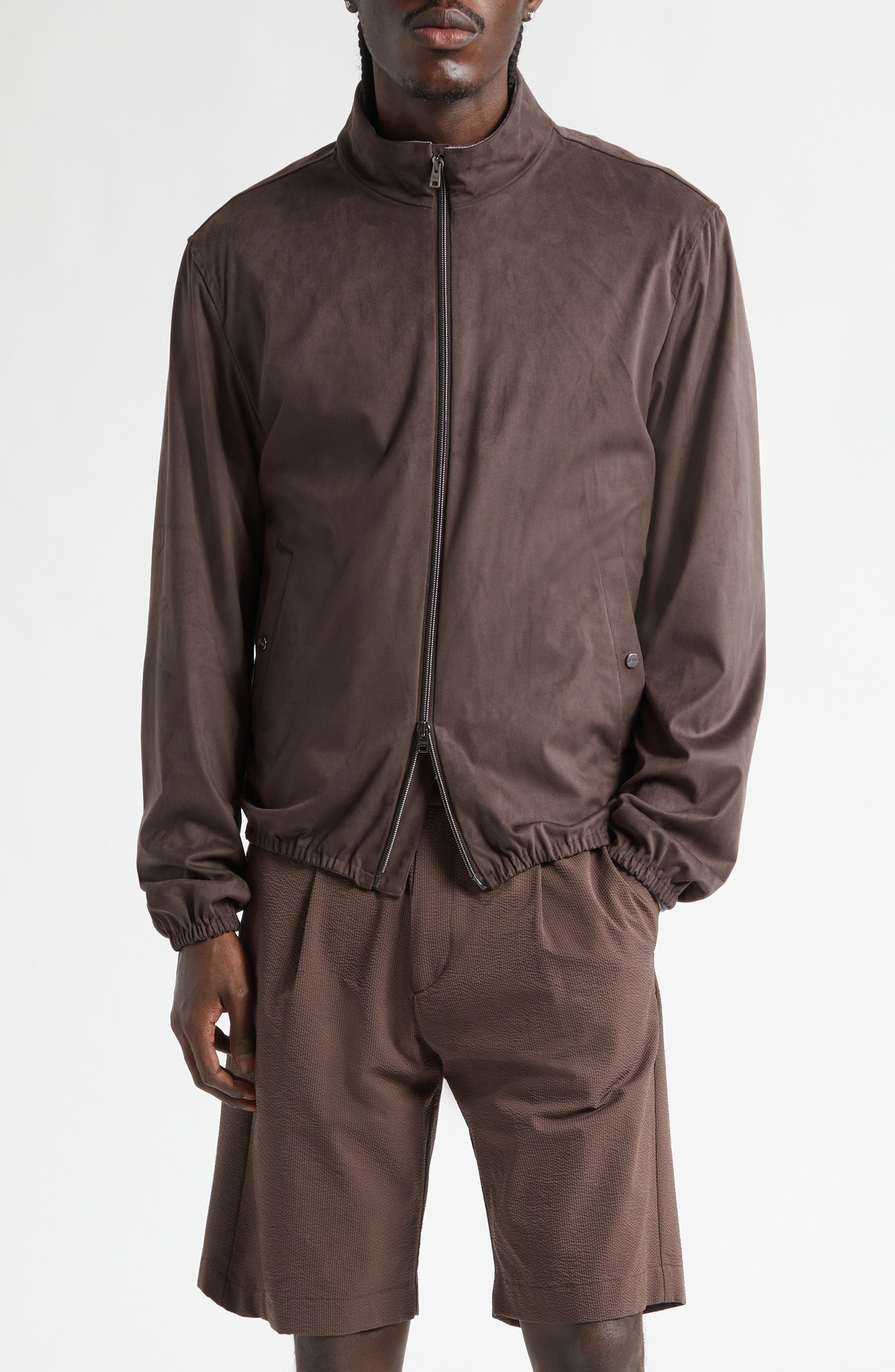 Faux Suede Bomber Jacket