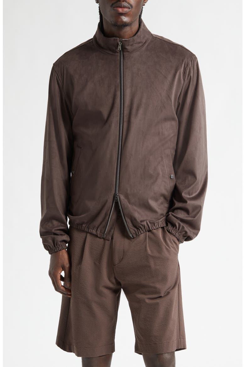 Faux Suede Bomber Jacket, Main, color, CHOCOLATE