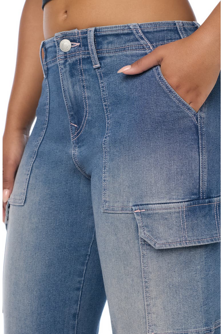 Straight Leg Cargo Denim Jeans, Alternate, color, LIGHT BIG SKY COUNTRY WASH