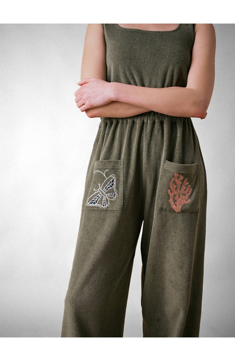 Cape Cove Sea Coral Terry Jumpsuit, Alternate, color, Khaki