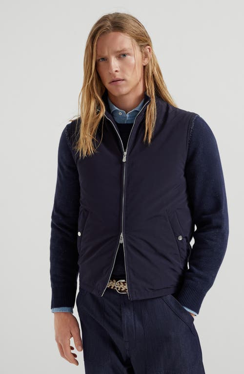Brunello Cucinelli Dark Blue Nylon Down Jacket In Blue