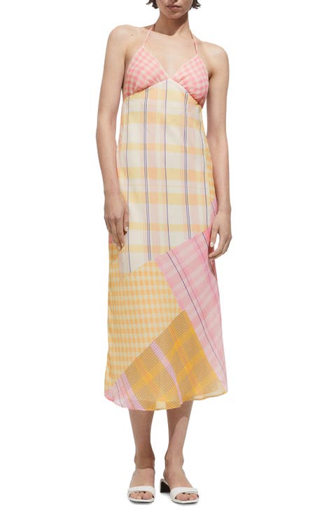 Mixed Print Halter Dress