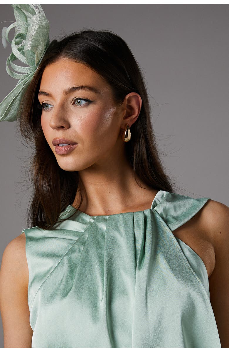 Coast Sleeveless Satin Frill Midi Dress, Alternate, color, Sage