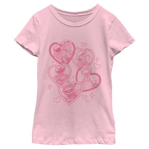 Girl's Sesame Street Heart Framed Characters  Graphic T-Shirt