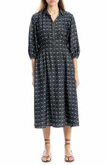 MAX STUDIO Three-Quarter Sleeve Midi Shirtdress