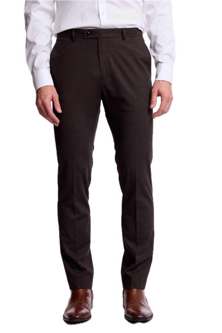 Downing Slim Fit Check Pants, Main, color, CHOC BLACK MINI CHECK