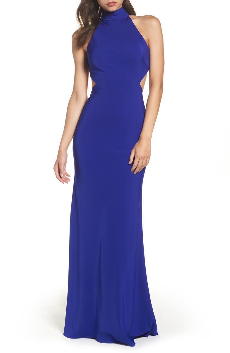 Mac Duggal Open Back Halter Gown, Main, color,