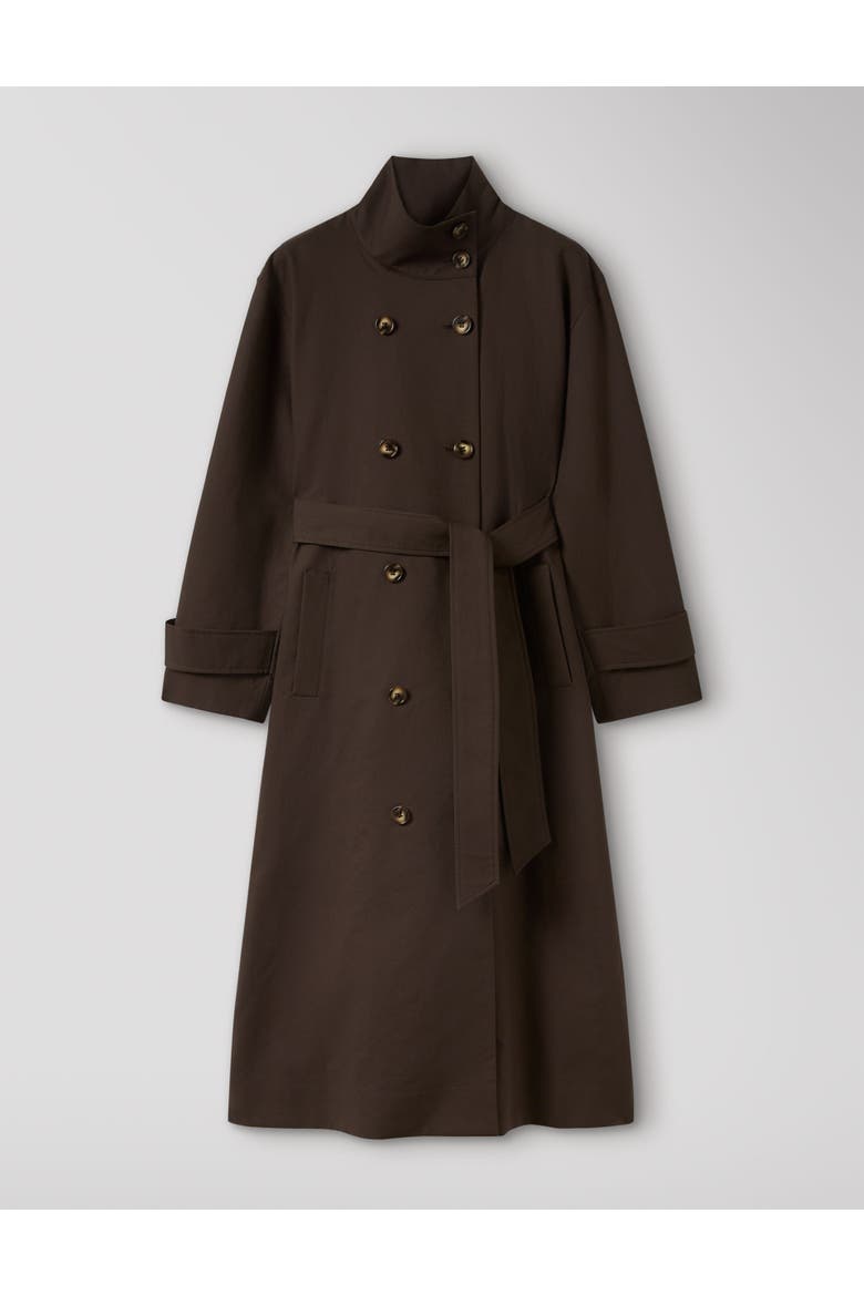 Funnel Neck Trench Coat, Alternate, color, Brown