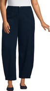Lands' End Plus Size Chino High Rise Barrel Leg Utility Ankle Pants