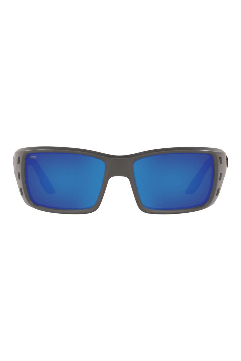 63mm Oversize Polarized Rectangular Sunglasses, Main, color, CRYSTAL GREY