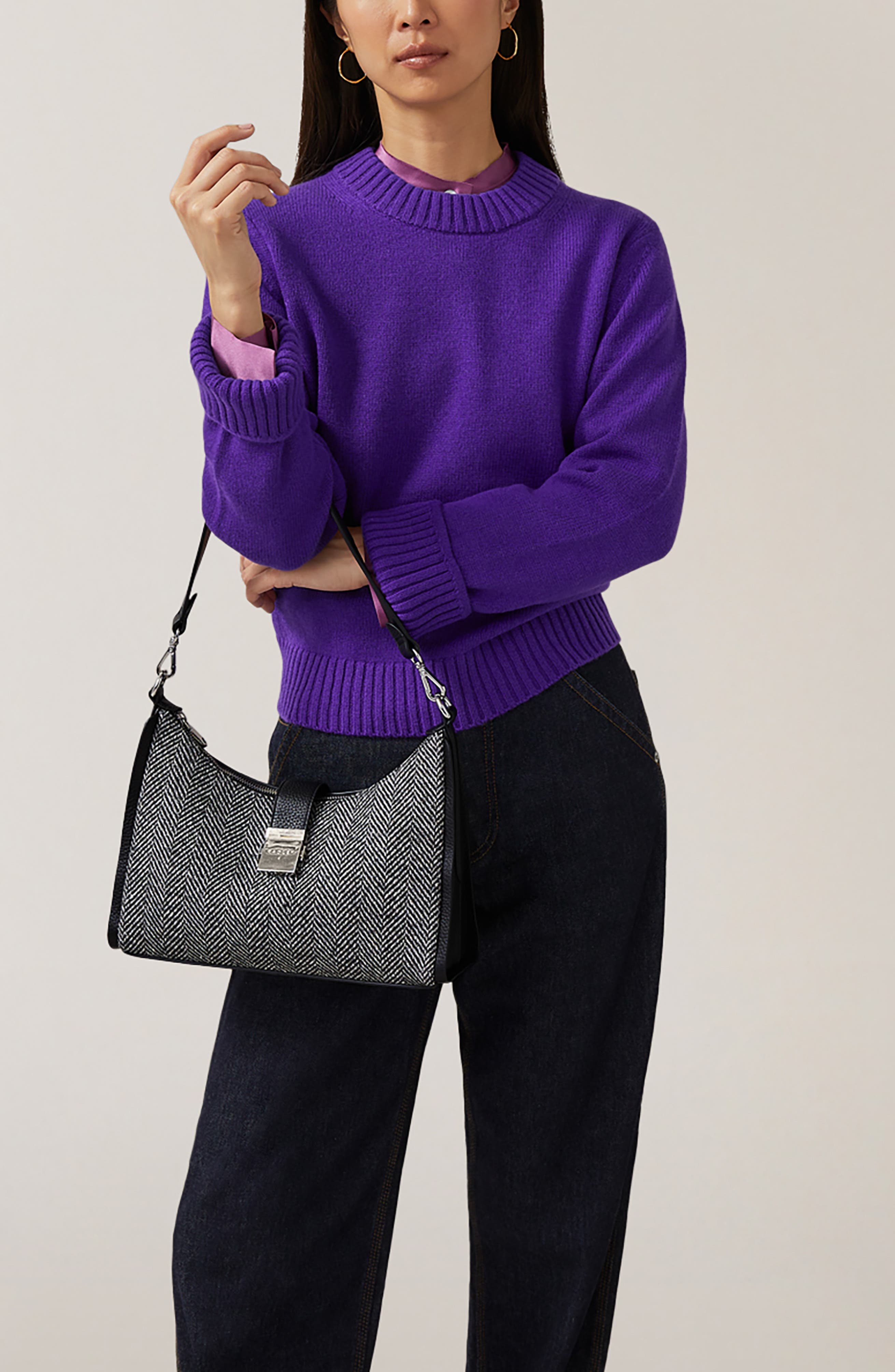 Radley Sloane Street Herringbone Medium Shoulder Bag, Alternate, color, Black