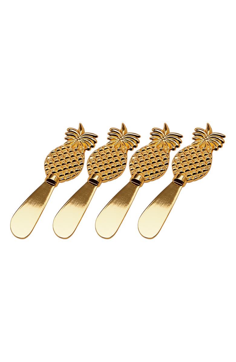 Godinger Pineapple Set of 4 Spreader Knives, Main, color,