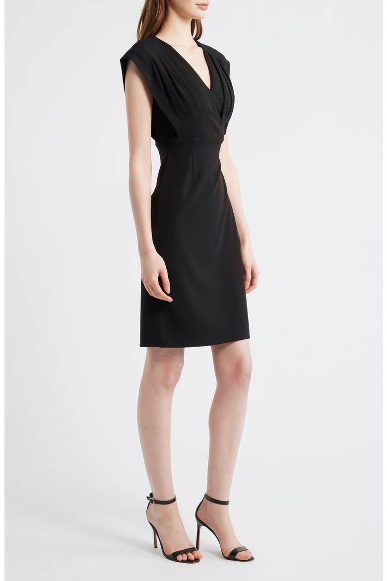 Pleated Bodice Sheath Dress, Alternate, color, ANNE BLACK