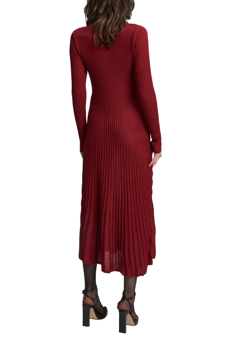 Rina Long Sleeve Ribbed Sweater Dress, Alternate, color, BURGUNDY