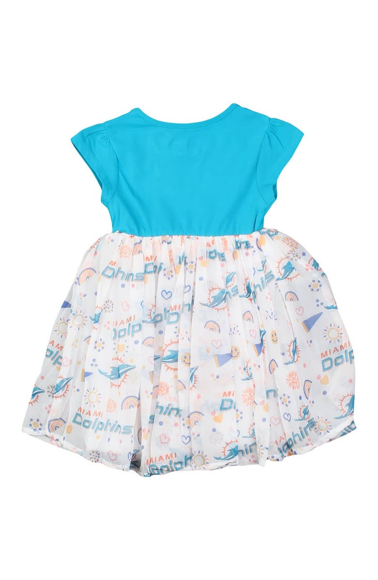 Wes & Willy Girls Toddler Wes & Willy Aqua Miami Dolphins Princess Dress, Alternate, color, 