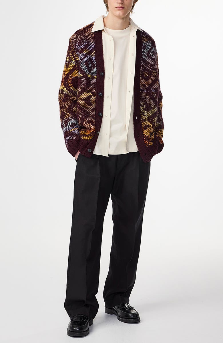 NN07 Viggo 60023 Wool Blend Cardigan, Alternate, color, Wine Red