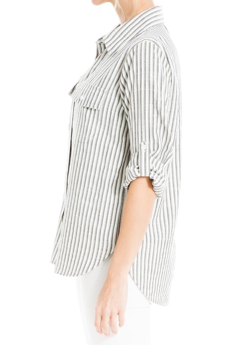 MAX STUDIO Stripe Roll Tab Button-Up Utility Shirt, Alternate, color, 