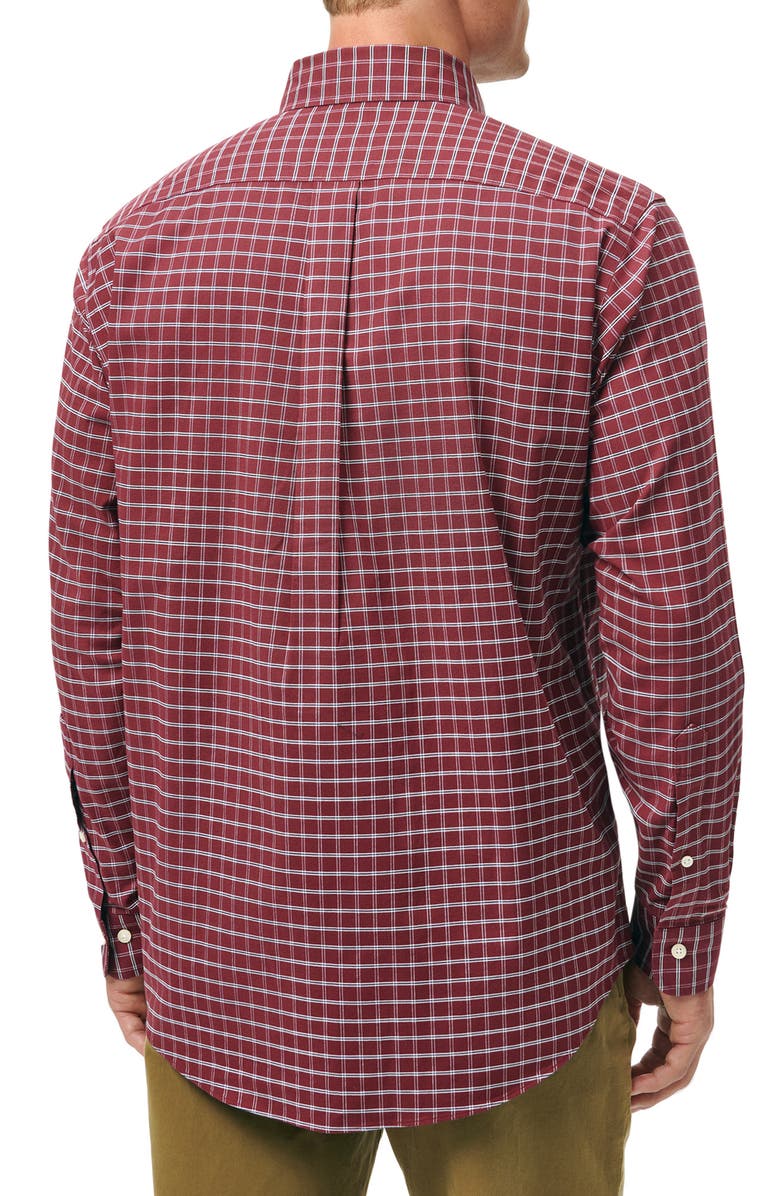 Brooks Brothers Non-Iron Check Cotton Stretch Oxford Cloth Button-Down Shirt, Alternate, color, 