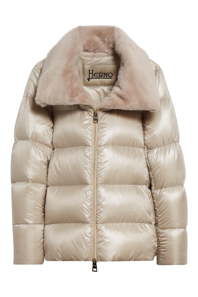 Shiny Nylon Down Jacket, Alternate, color, CHAMPAGNE