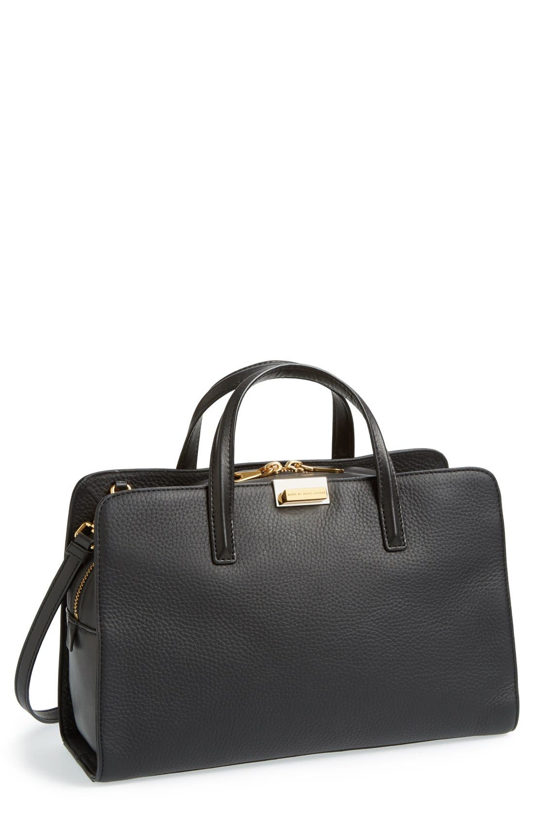 MARC BY MARC JACOBS 'In The Grain' Satchel, Main, color, BLACK