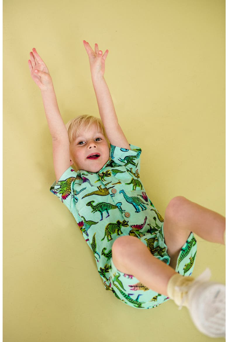 Kids' Dino Print Shirt, Alternate, color, DINO AQUA