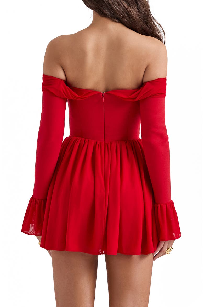 Alana Strapless Long Sleeve Minidress, Alternate, color, SALSA