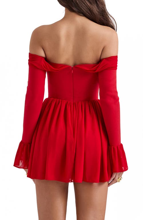House Of Cb Alana Strapless Long Sleeve Minidress In Red