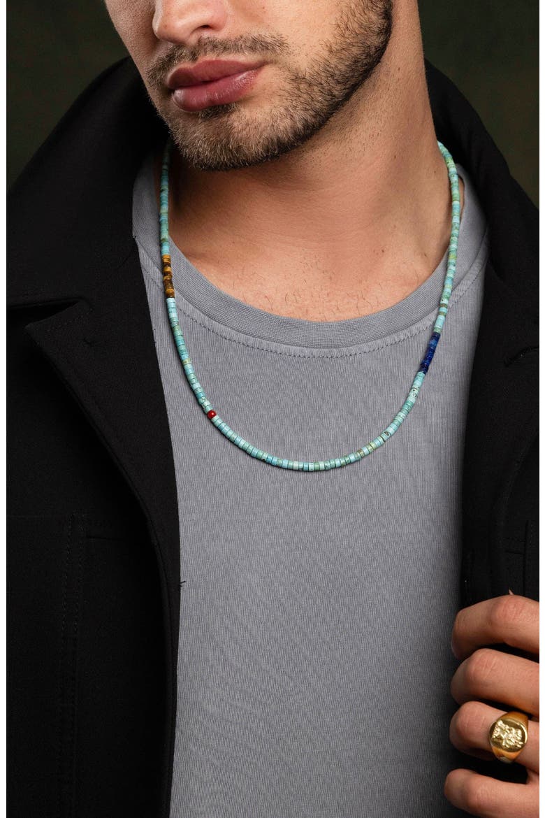 Turquoise Tiger Eye Lapis Heishi Necklace, Alternate, color, Turquoise