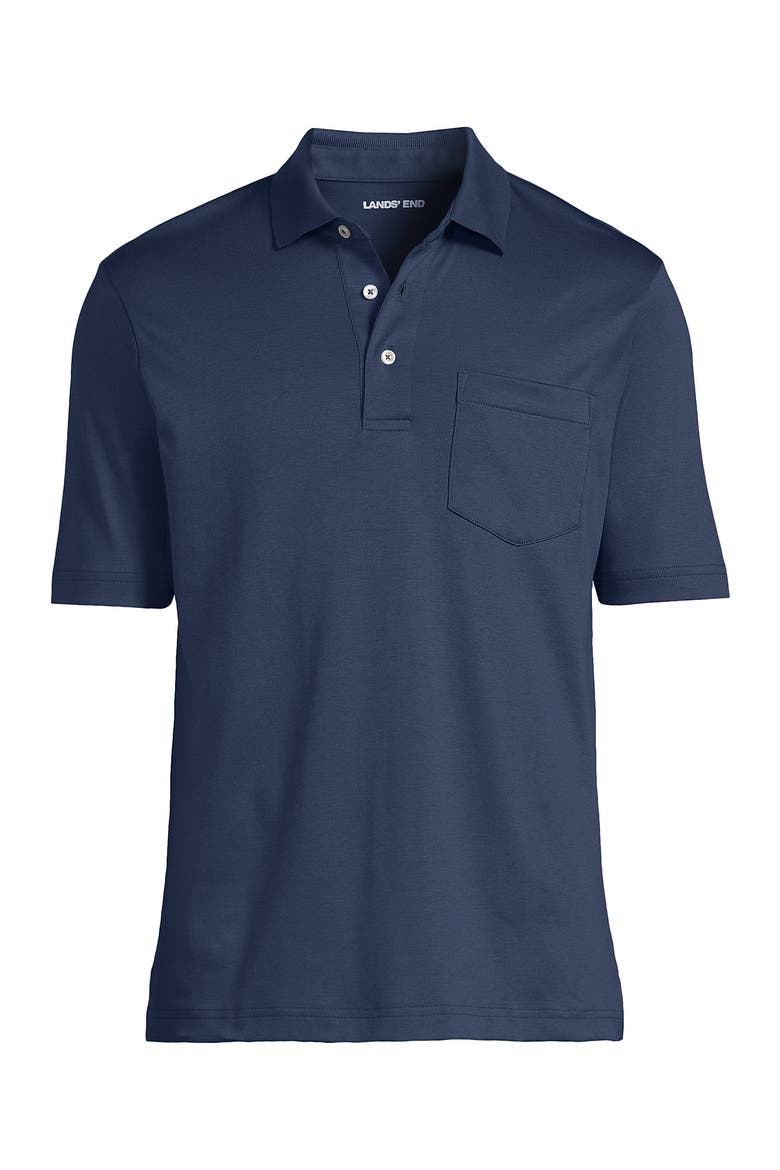 Short Sleeve Cotton Supima Polo Shirt with Pocket, Alternate, color, Nightfall Blue