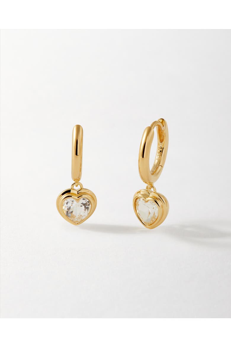 Heart White Sapphire Earrings, Main, color, White Sapphire