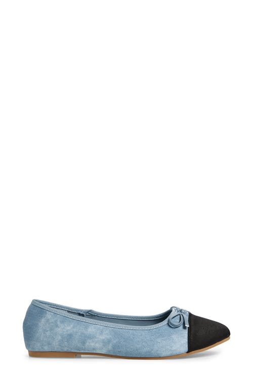 T Tahari Geneva Cap Toe Ballet Flat In Medium Blue