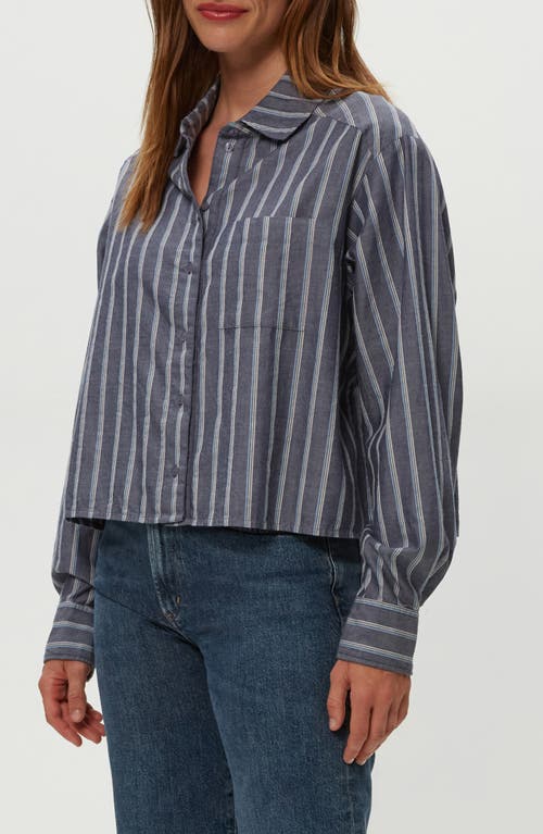 Michael Stars Scarlet Stripe Crop Button-up Shirt In Gray
