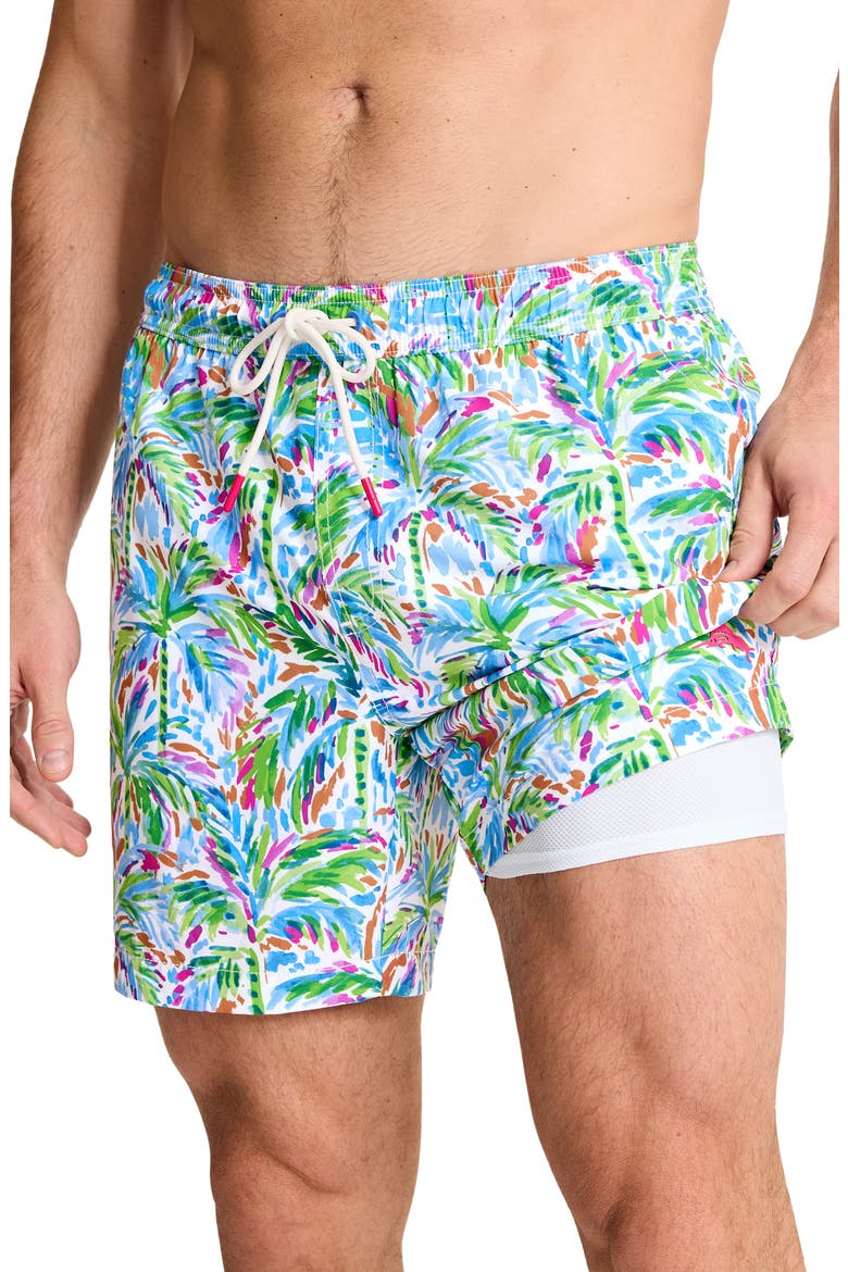 Naples Poolside Palms 6-Inch Performance Swim Trunks, Alternate, color, WHITE