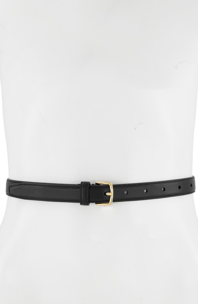 Vince Stitched Leather Belt, Alternate, color, Black / Gold