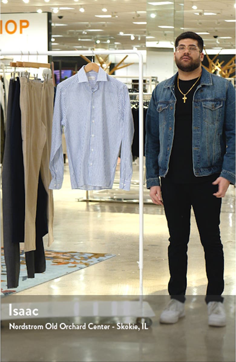 Thornhill Contemporary Fit Stripe Linen 
Cotton Button-Up Shirt, sales video thumbnail