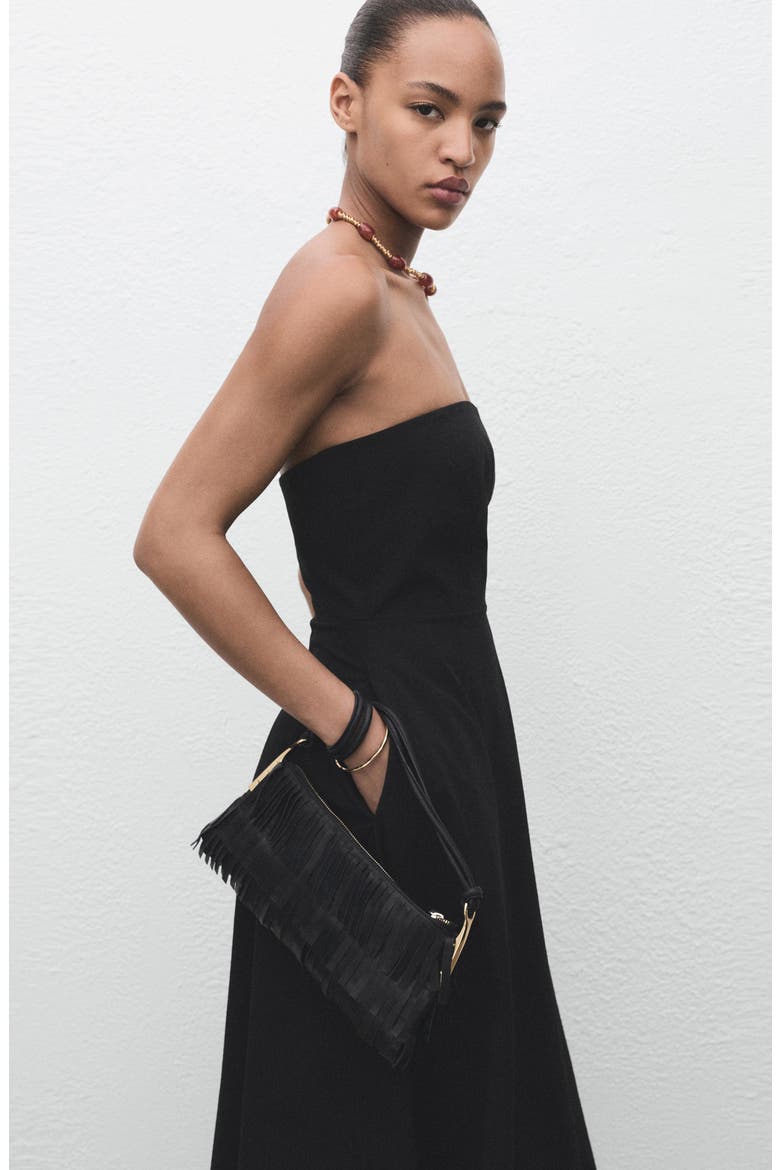 Strapless A-Line Dress, Alternate, color, BLACK