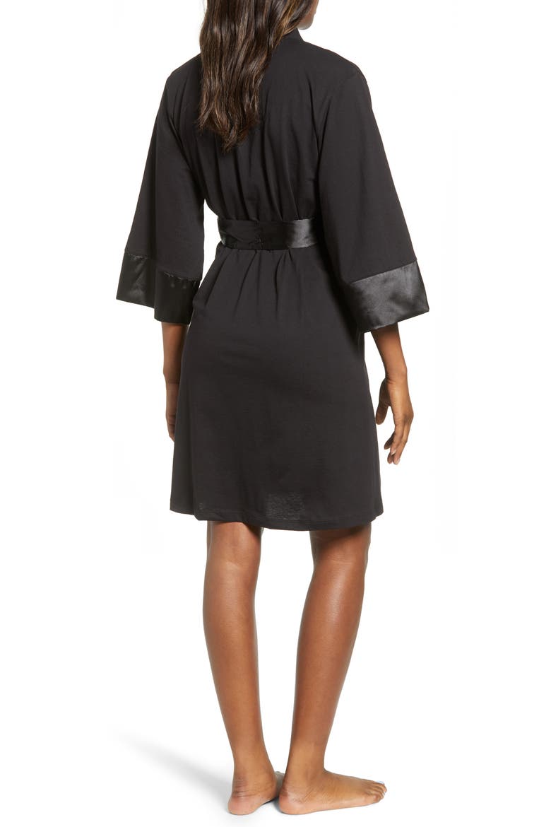 Maternity/Nursing Robe, Alternate, color, BLACK SATIN