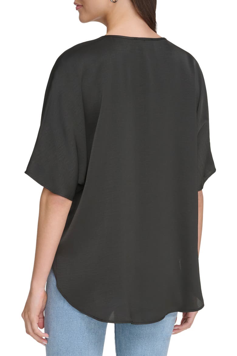 Short Sleeve Woven Top, Alternate, color, BLACK