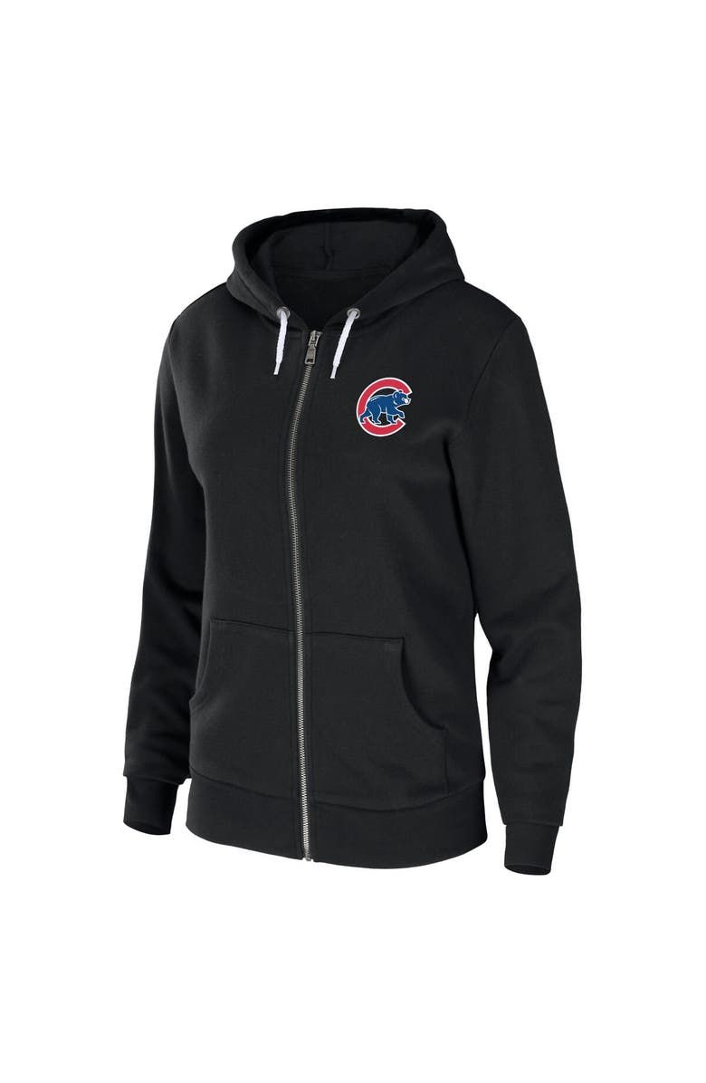 WEAR by Erin Andrews Women's WEAR by Erin Andrews Black Chicago Cubs Sponge Fleece Full-Zip Hoodie, Alternate, color, 