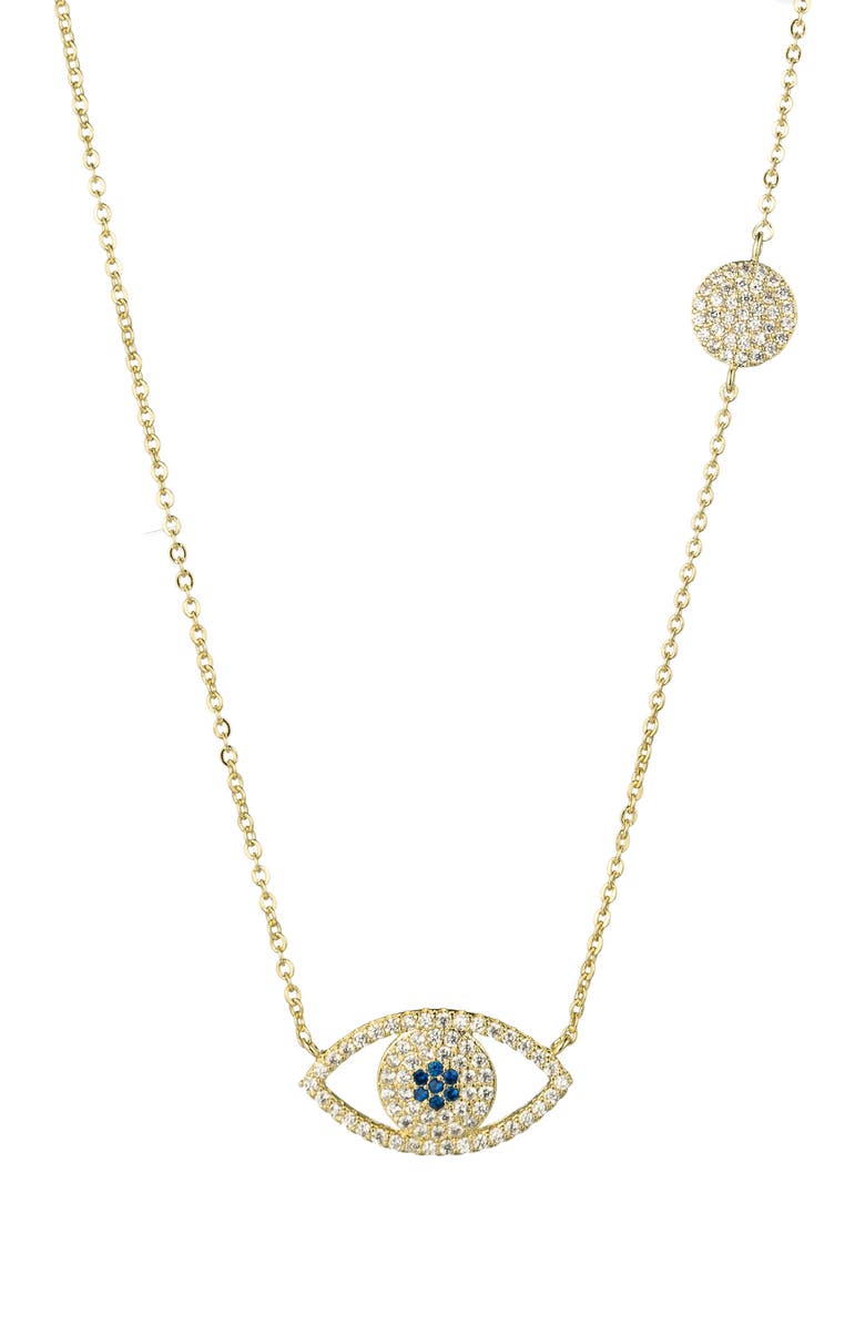 EYE CANDY LOS ANGELES Luxe Collection Evil Eye Pave CZ Pendant Necklace, Main, color, Gold