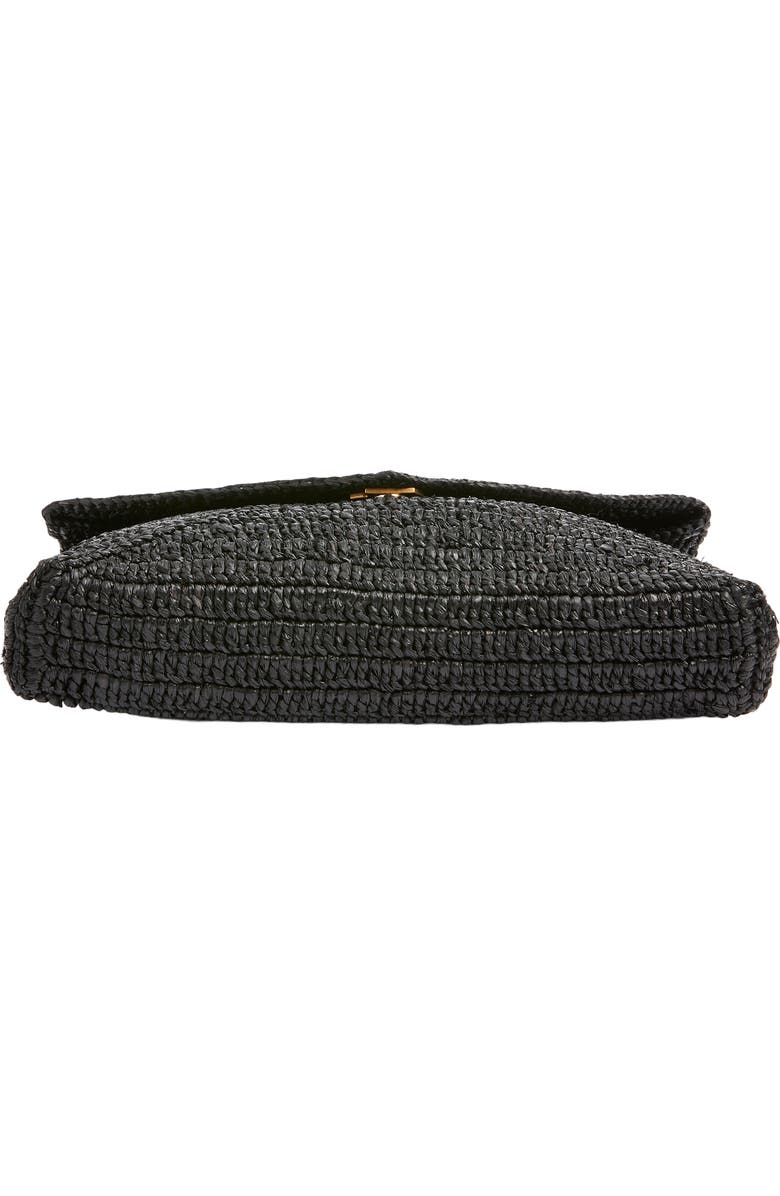 Saint Laurent Large Cassandre Raffia Envelope Clutch, Alternate, color, Noir