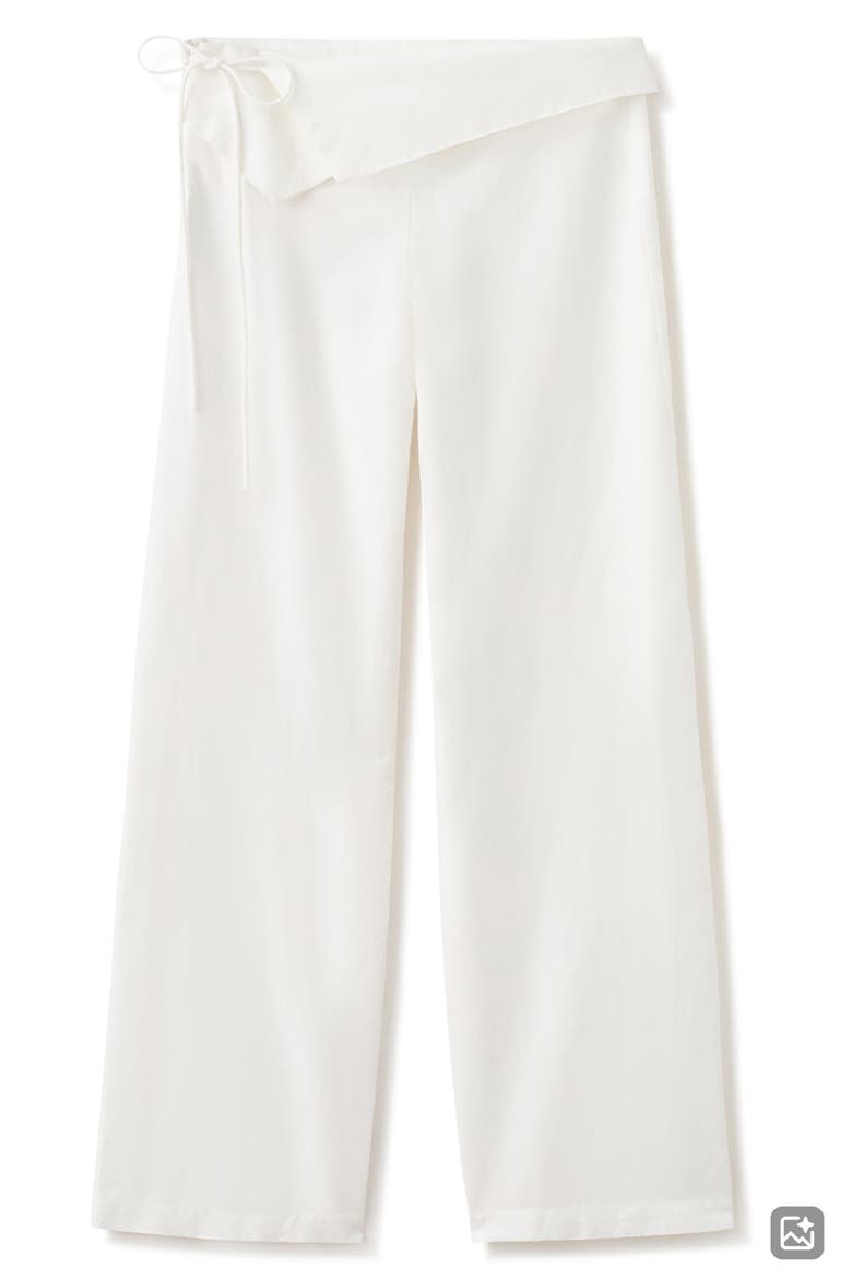 Handkerchief Waist Linen Blend Wide Leg Pants, Alternate, color, OFF WHITE
