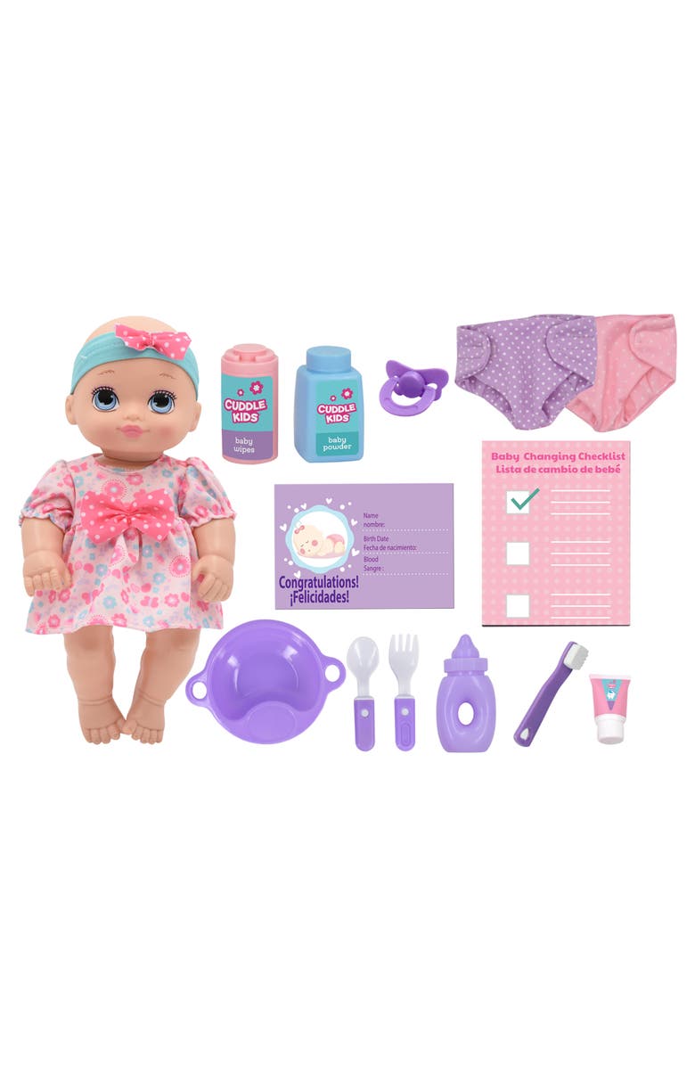 Cuddle Kids Play All Day 17 Pc 10" Baby Doll Playset, Main, color, Multicolored