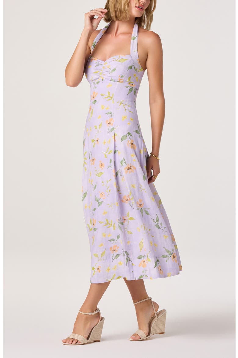 Jesenia Floral Halter Neck Dress, Main, color, PURPLE FLORAL