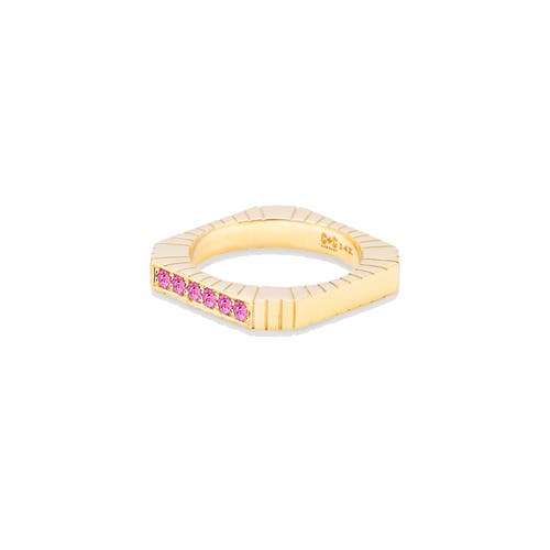 Campbell + Charlotte Spark Etched Stacking Band Ring In Gold